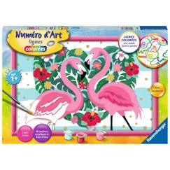 -Numéro d'art - grand format - Flamingos amoureux - Ravensburger - Kit complet de Peinture au numéro - Dès 9 ans