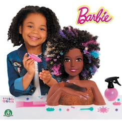 Jouet-Barbie - Tête à coiffer brune coupe afro - Accessoires inclus - Magique - Giochi Preziosi France