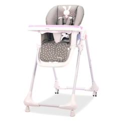 Chaise haute réglable Asalvo Baby Rabbit Rose - 0 mois à 3 ans - Bac à nourriture double  - vertbaudet enfant