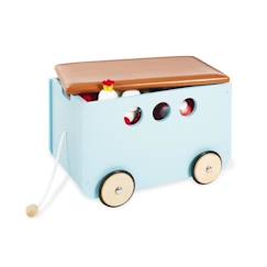 Chambre et rangement-Rangement-Coffre, rangement jouet-Coffre à jouets avec roues Pinolino Jim Bleu - Bois - Capacité de charge 20 kg