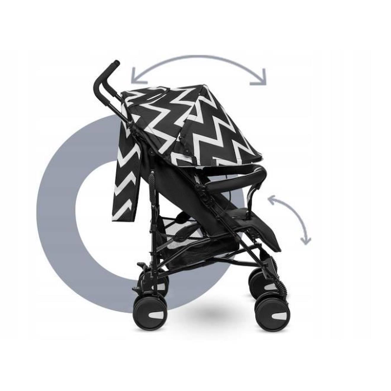 Lionelo - Poussette canne bébé Elia avec canopy et couvre-jambes - Noir noir