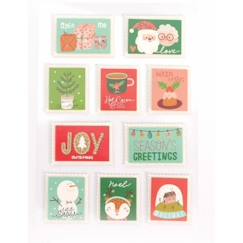 Linge de maison et décoration-Décoration-Graine Creative - 10 stickers timbres Noel effet 3D glitter
