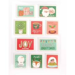 Linge de maison et décoration-Stickers timbres Noël effet 3D glitter - Graine Creative - Lot de 10 - Décoration de fête - Enfant