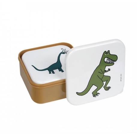 Petit Jour - Set de 3 Lunch box Les dinosaures BLANC 2 - vertbaudet enfant 
