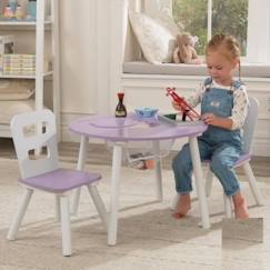 Chambre et rangement-Chambre-Bureau, table-KidKraft Table de rangement et chaises enfant Ronde Lavande et blanc