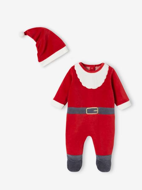 Pyjama père Noël bébé en velours rouge 2 - vertbaudet enfant 