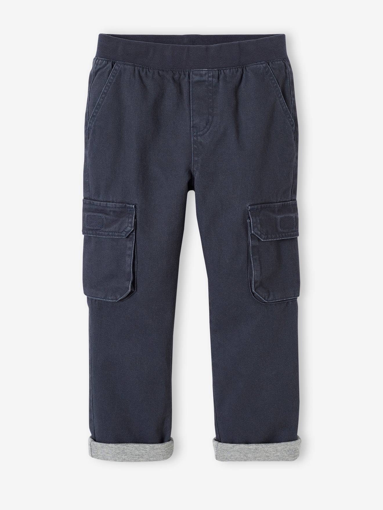 Pantalon battle doublé garçon facile à enfiler bleu nuit