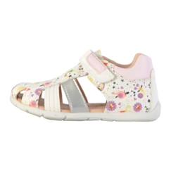 Chaussures-Sandales Geox Enfant - Blanc Rose Claire - Scratch - Elthan