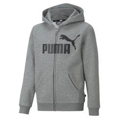 -Sweat Zippé à Capuche - Puma - ESS Big Logo - Noir - Manches Longues - Poche Kangourou