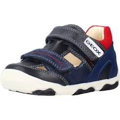 Chaussures-Chaussures garçon 23-38-Sandales-Basket Cuir Enfant Geox - Marine/Rouge - Scratch réglable - Confort exceptionnel