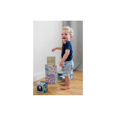 Cubes gigognes - KINDSGUT - motifs animaux et chiffres - jeu de tri et d’empilage en carton VERT 3 - vertbaudet enfant 