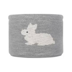 Chambre et rangement-Panier de rangement bébé rond en tissu gris - KINDSGUT - Motif lapin - 100% coton