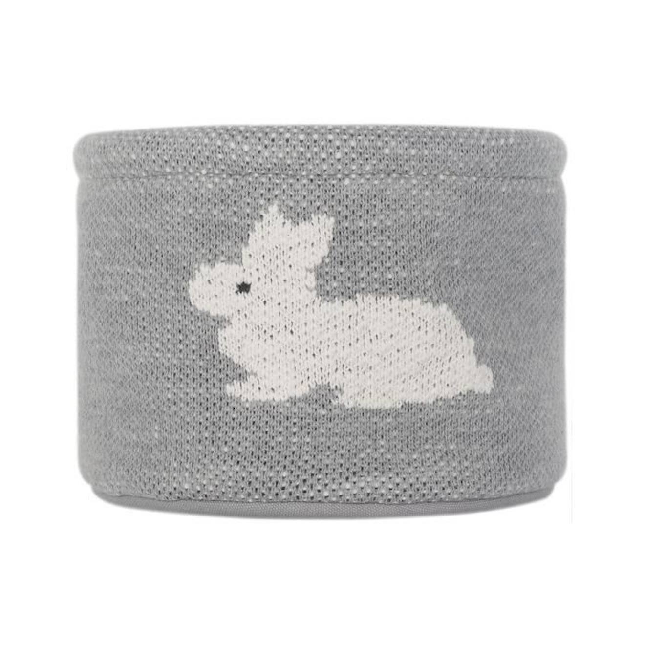 Petit panier de rangement gris motif lapin 100% coton gris - Kindsgut
