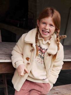Manteau douillet en sherpa fille fermeture par brandebourgs  - vertbaudet enfant