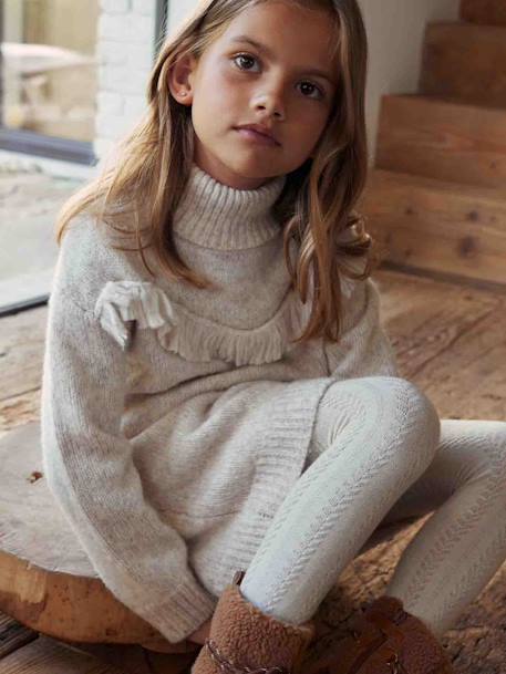 Robe en tricot animée de franges fille beige chiné 5 - vertbaudet enfant 