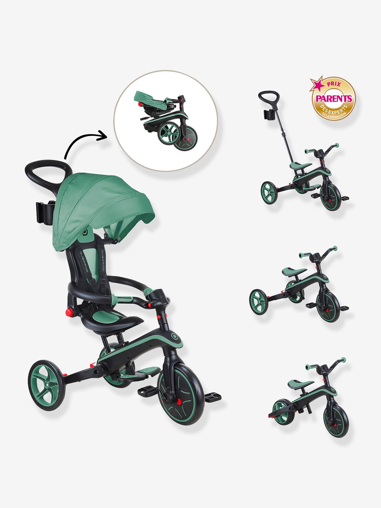 Tricycle Explorer Pliable 4 en 1 - GLOBBER olive