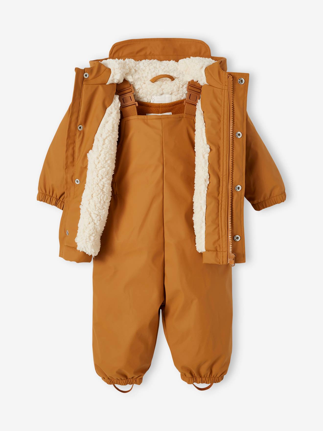 Manteau et pantalon de pluie bébé caramel (Vertbaudet) - Image 1