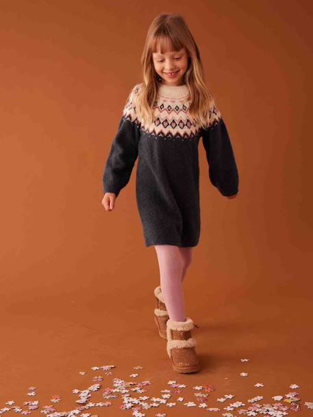 Fille-Robe-Robe jacquard en tricot fille