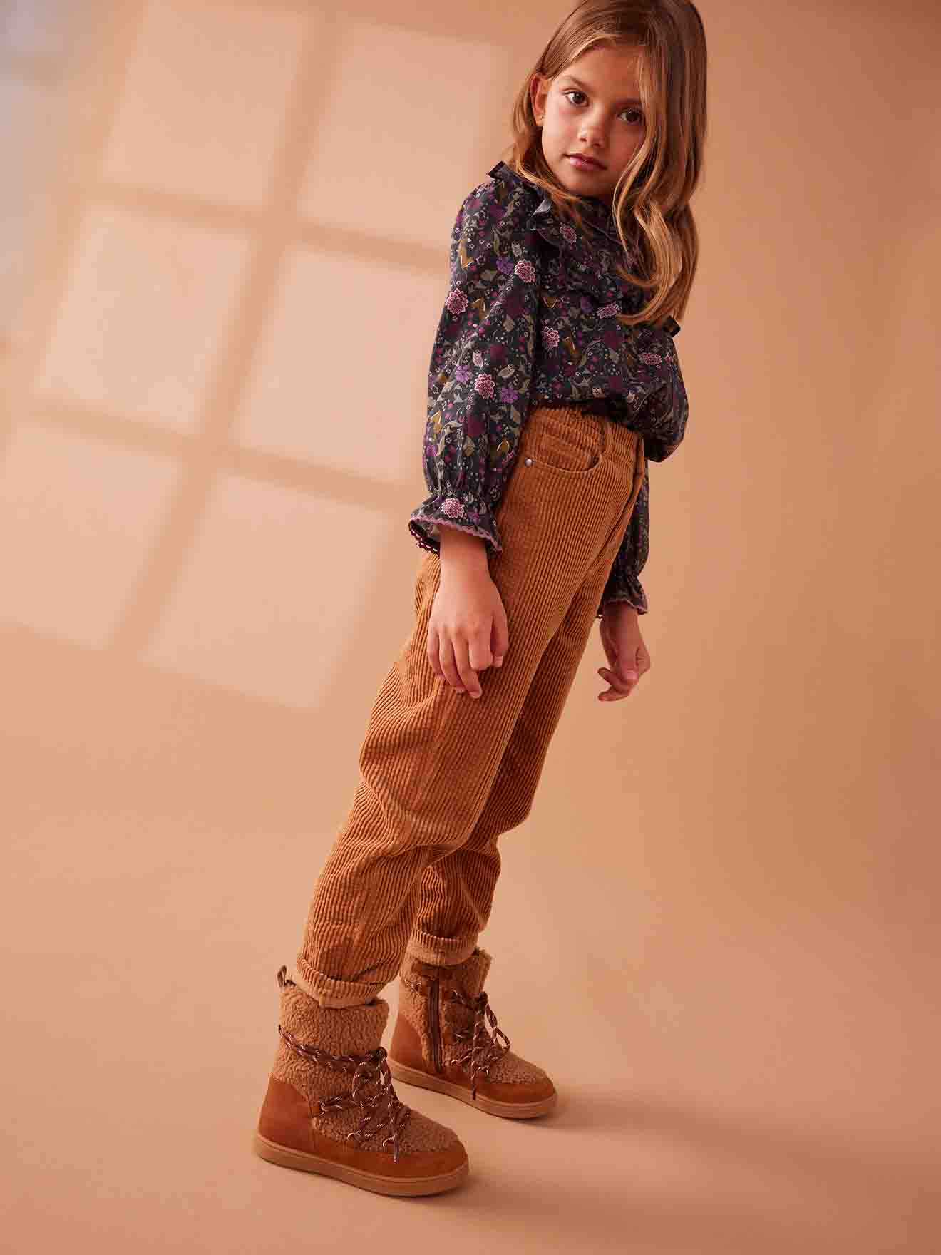 Pantalon velours Mom MorphologiK fille tour de hanches FIN camel