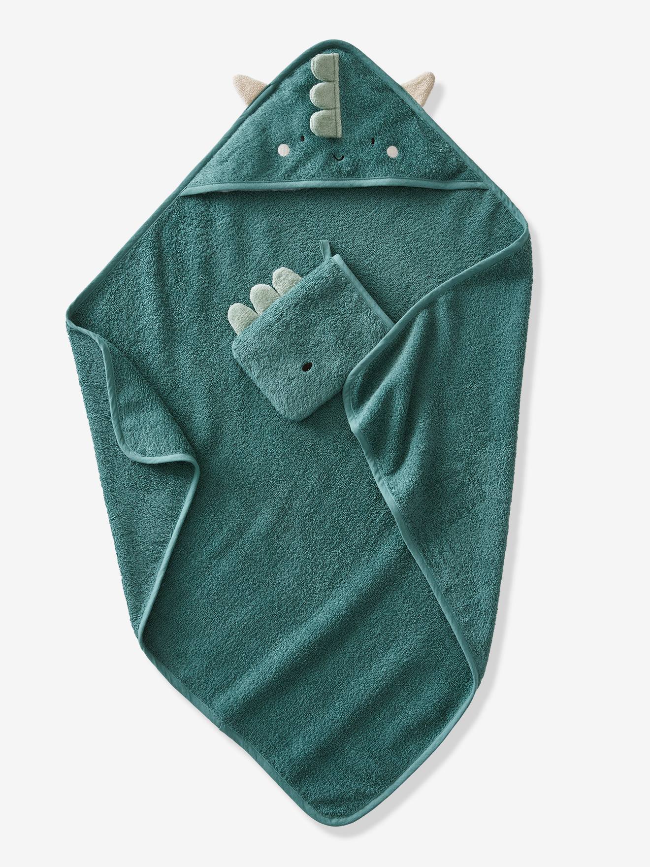 Cape de bain et gant DRAGON vert (Vertbaudet) - Image 2
