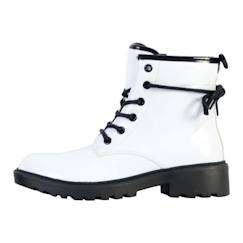 Chaussures-Bottines enfant Geox - Casey - Blanc/Noir - Fermeture à lacets, zip et scratch - Confort exceptionnel