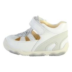 Chaussures-Chaussures bébé 17-26-Marche fille 19-26-Basket Cuir Bébé Geox - Balu - Scratch - Blanc - Fille