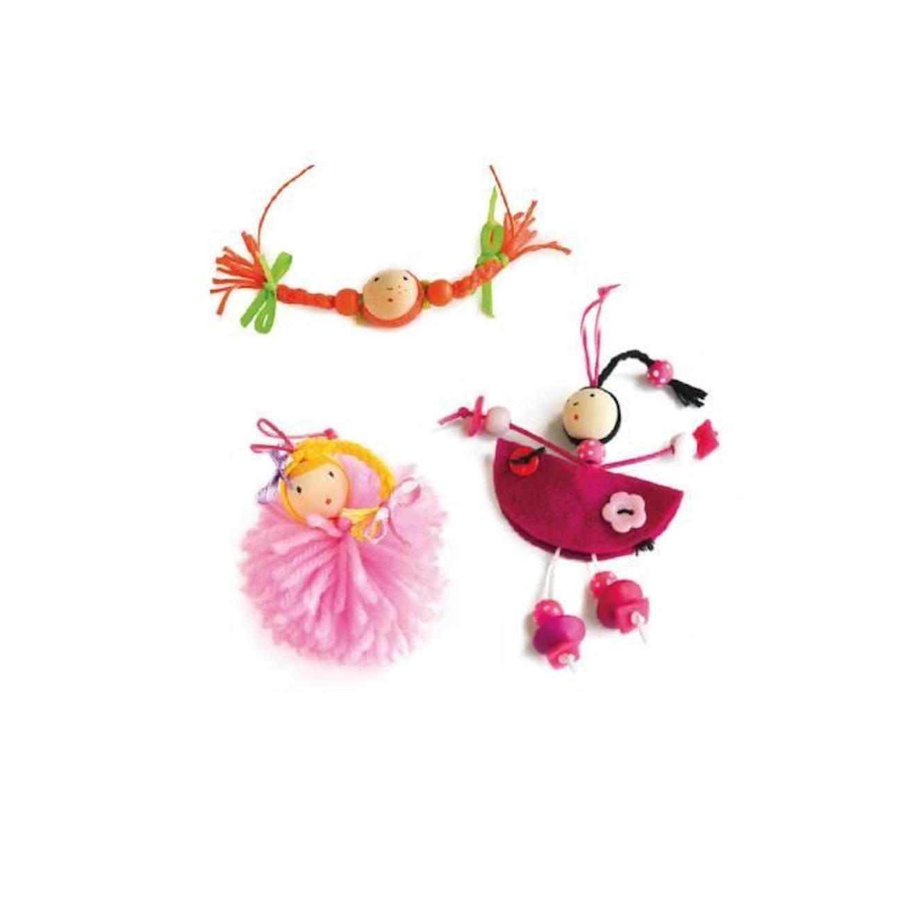 Kit Créatif - Sycomore - Lovely Box - 3 Poupées Perles - Enfant - Rose Rose