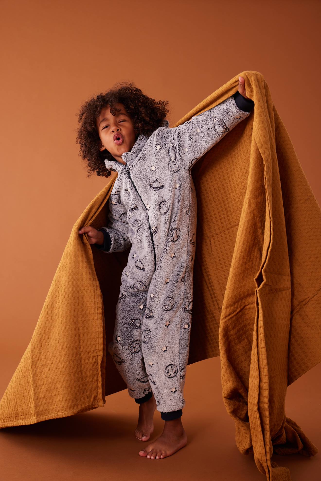 Combi-pyjama espace phosphorescent garçon marine