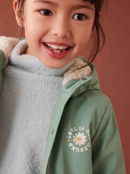 Ciré à capuche doublé sherpa fille lichen+rose pâle 8 - vertbaudet enfant 
