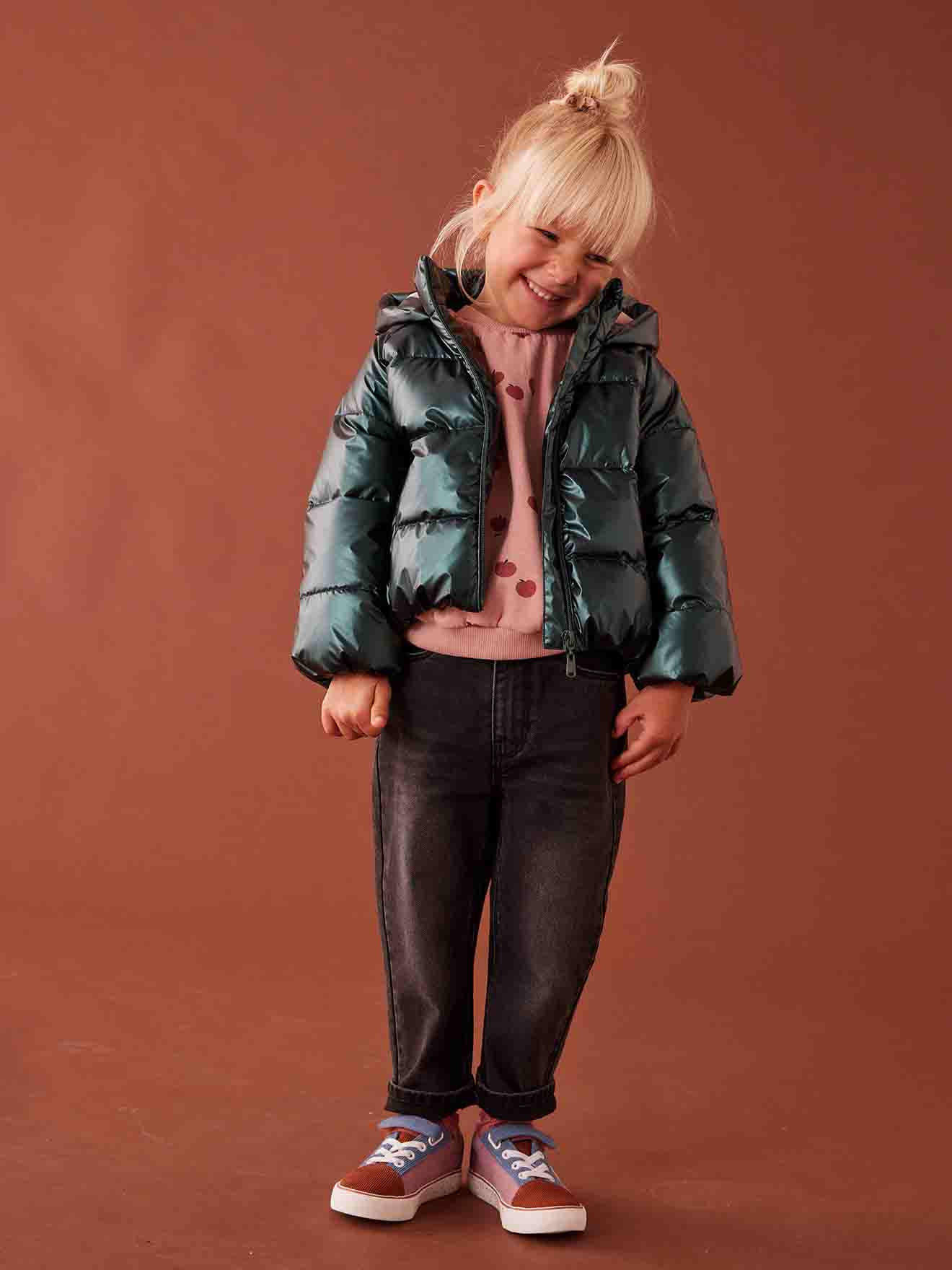 Jean Mom poches coeur au dos fille denim gris