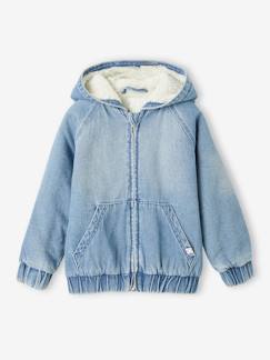 -Blouson à capuche en jean garçon doublé sherpa