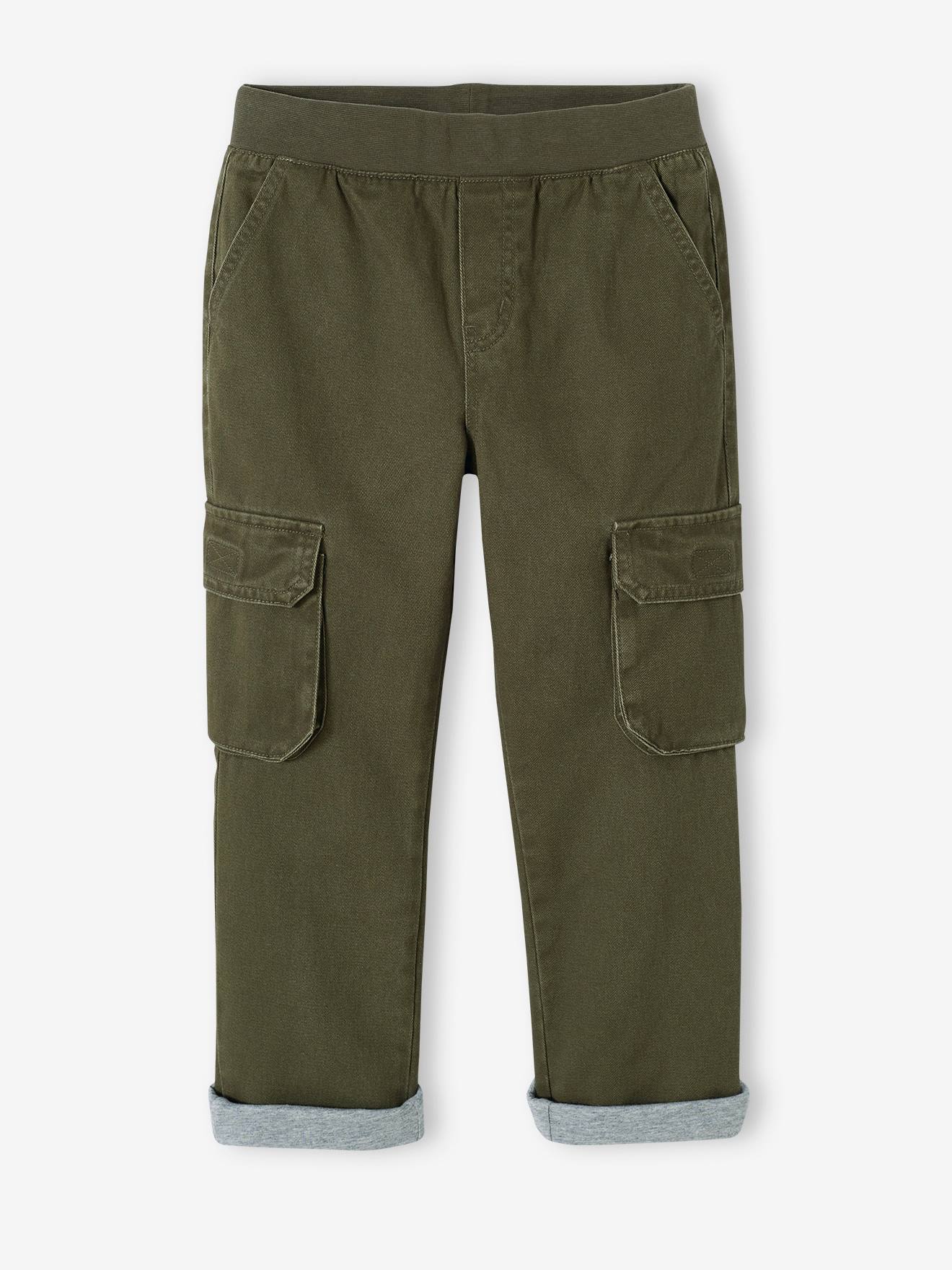 Pantalon battle doublé garçon facile à enfiler kaki
