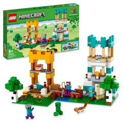 -LEGO® Minecraft 21249 La Boîte de Construction 4.0, Jouets 2-en-1 avec Figurines Steve, Creeper et Zombie