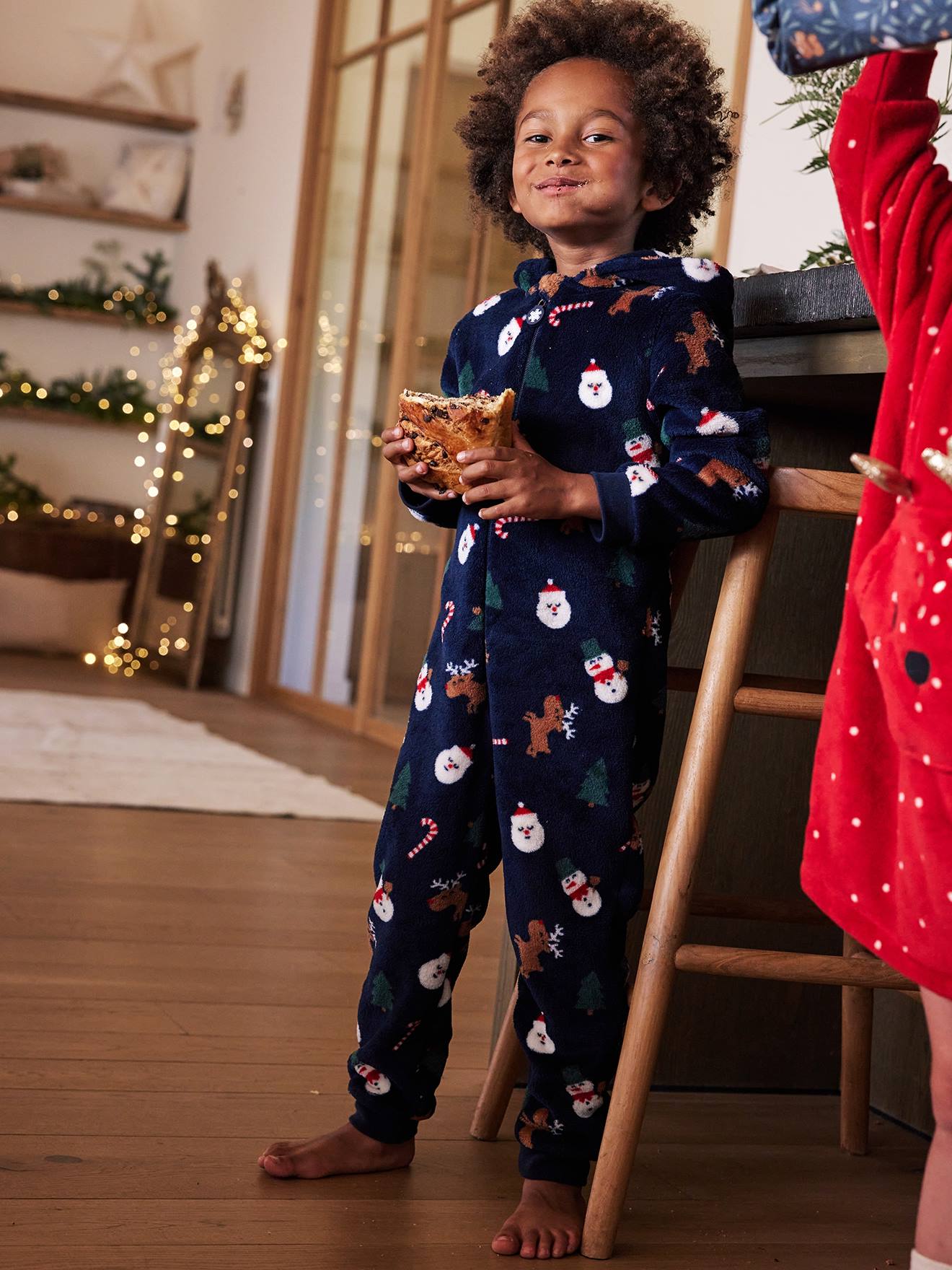 VERTBAUDET - Grenouillère Pyjama Noël Pour Garçon - Motifs Festifs, Capuche - 100% Polyester Doux - Fermeture éclair Devant
