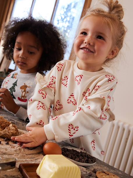 Fille-Sweat fille noël coeurs pailletés manches volantées