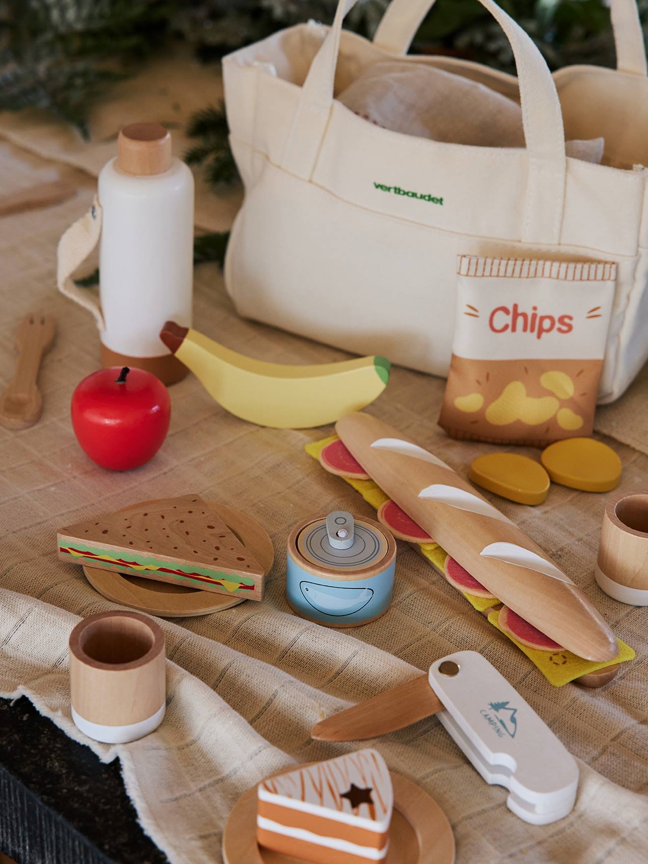 Set pique-nique en bois FSC® caramel