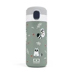 -MONBENTO - Gourde Isotherme - Petite Gourde Hermétique 360ml - Garde au Chaud/Froid jusqu'à 12h - MB Pop Vert Raccoon