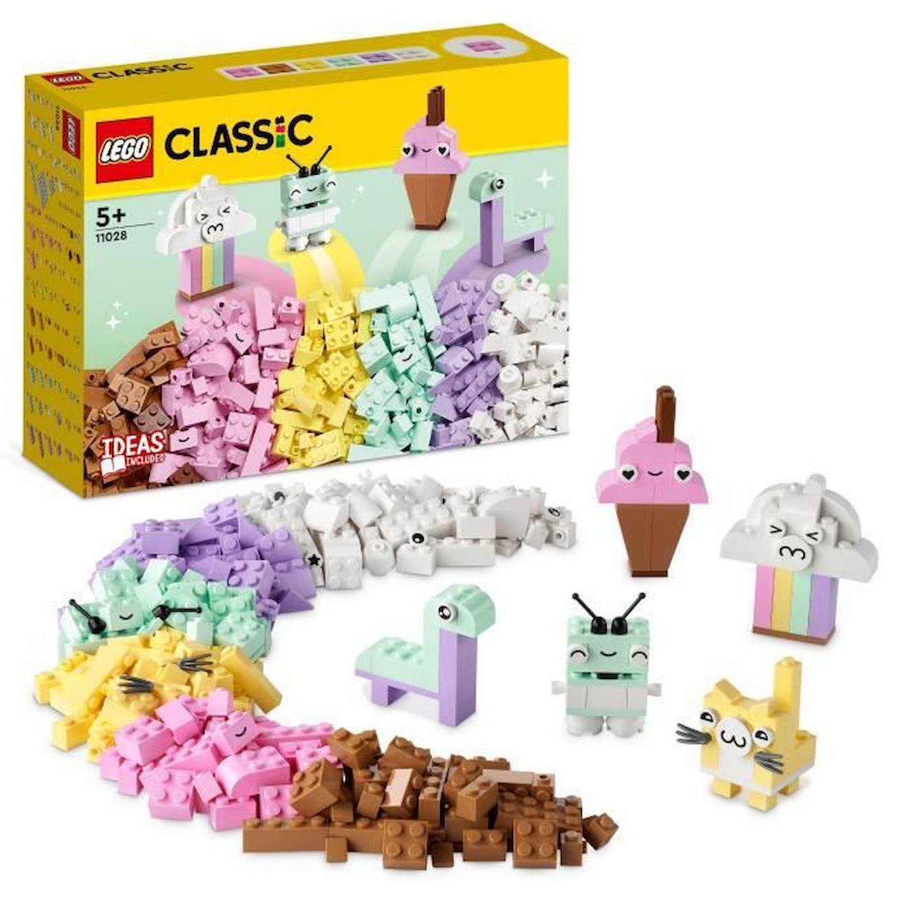 Lego® Classic 11028 L’amusement Créatif Pastel, Jouets Briques Avec Dinosaure Et Chat, Cadeau Marron