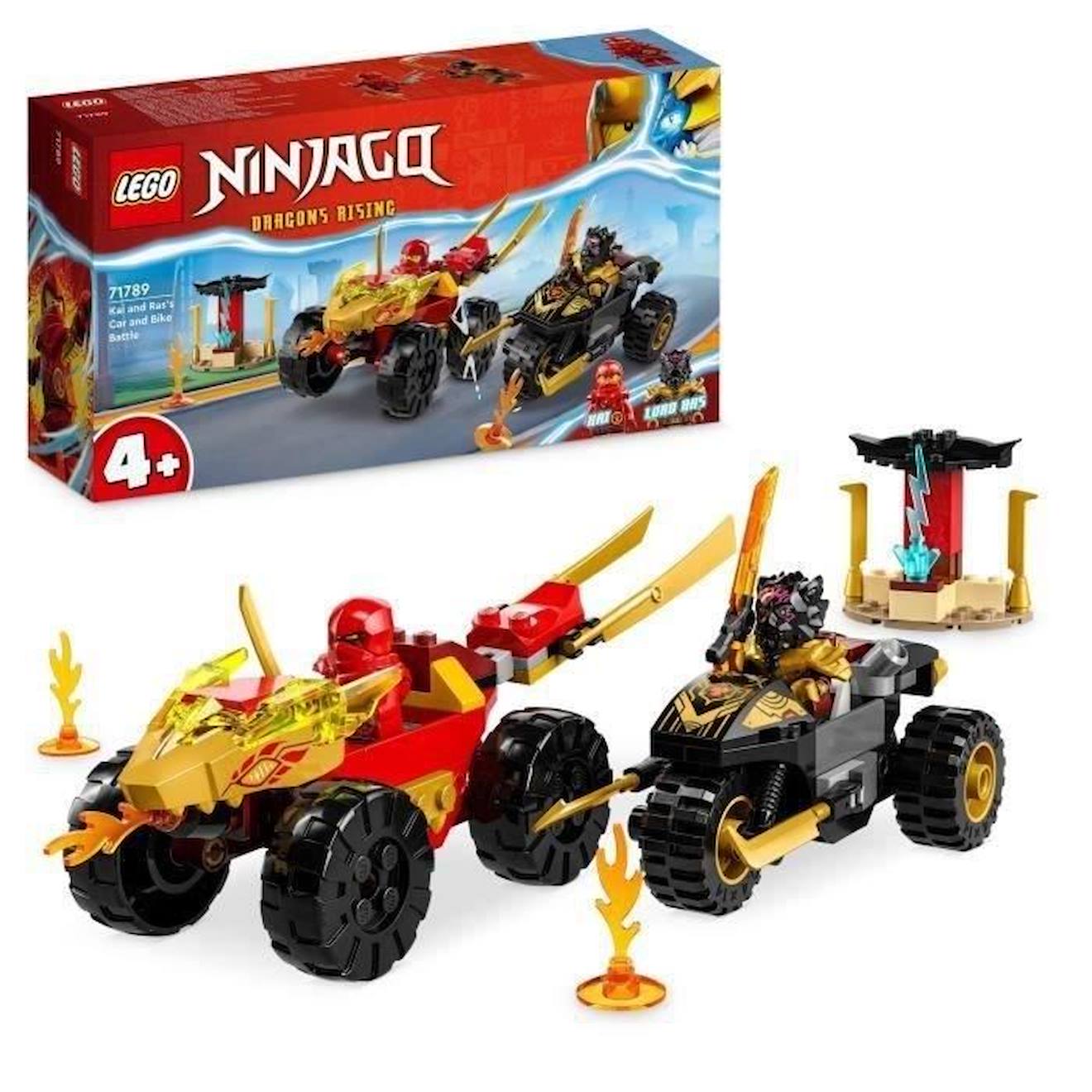 Lego® Ninjago 71789 Le Combat En Voiture Et En Moto De Kai Et Ras, Jouet Enfants Dès 4 Ans Rouge