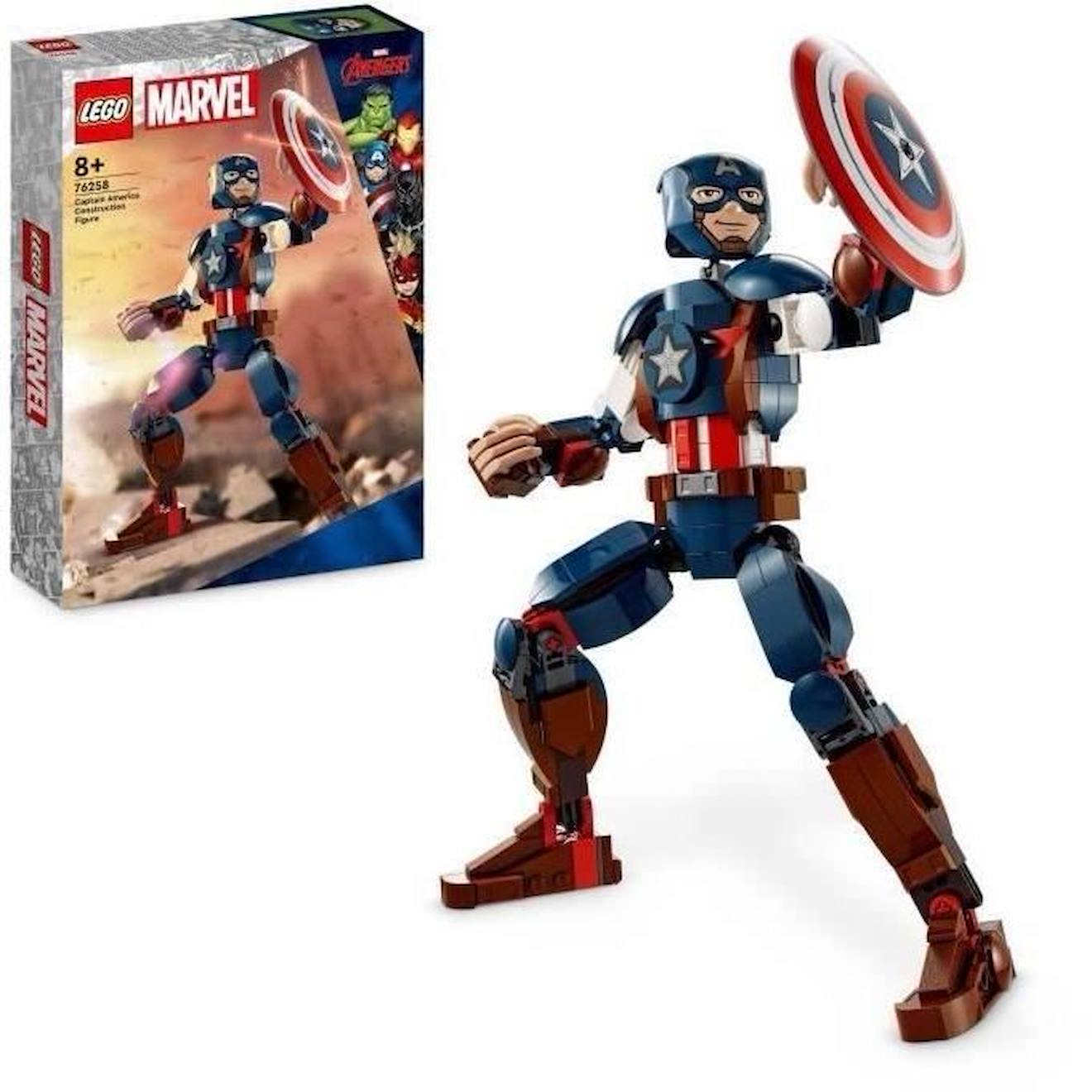 Lego® Marvel 76258 La Figurine De Captain America Avec Bouclier, Jouet Et Décoration Avengers Bleu