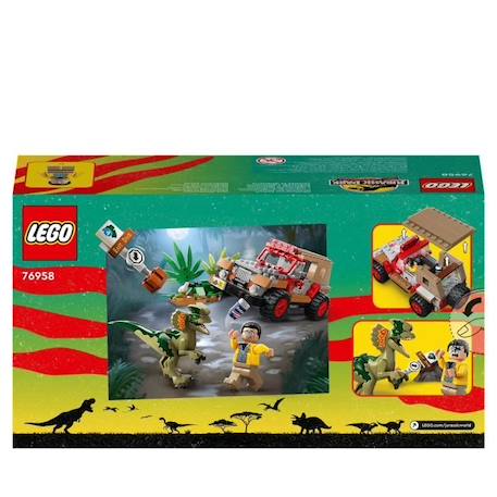 LEGO® Jurassic Park 76958 L'Embuscade du Dilophosaure, Jouet de Dinosaure avec Voiture Jeep VERT 6 - vertbaudet enfant 