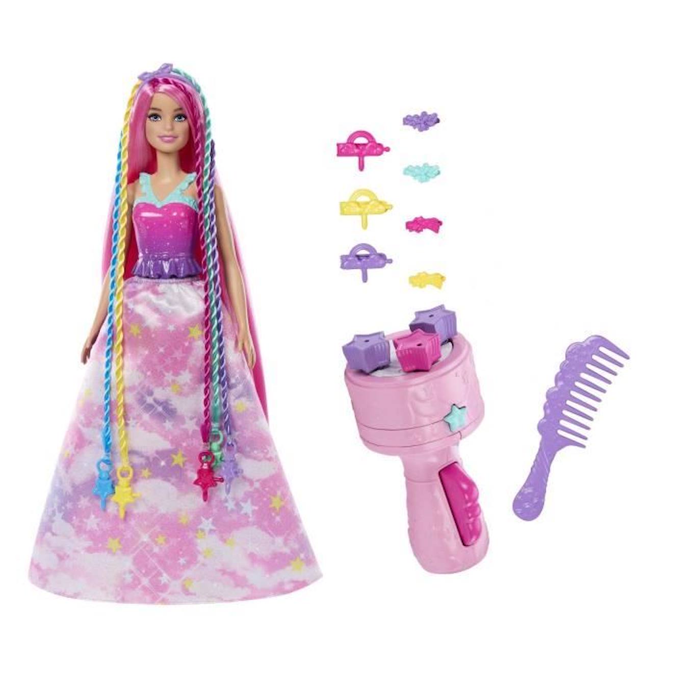 Poupée Barbie Tresses Magiques - Barbie - Princesse - 3 Ans Et + Blanc
