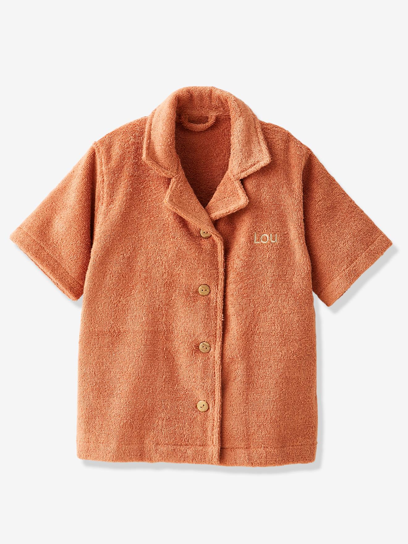 Peignoir Oversize bébé uni avec coton recyclé, personnalisable terracotta