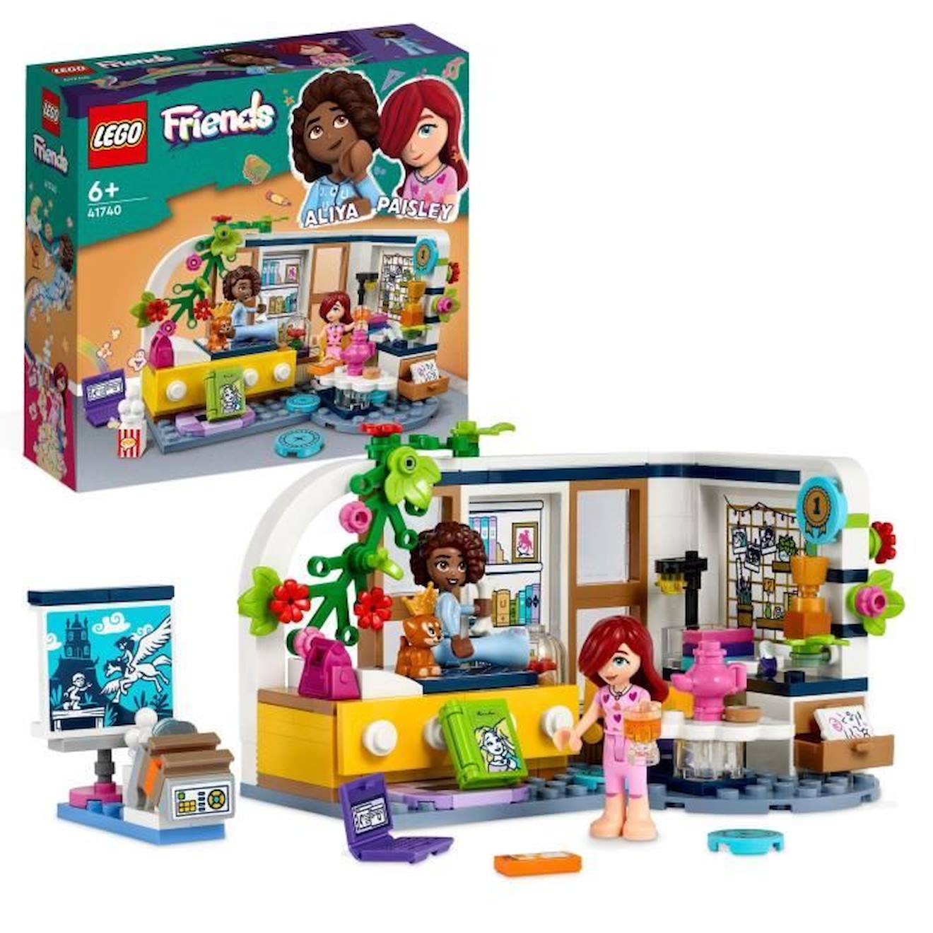Lego® Friends 41740 La Chambre D’aliya, Jouet Avec Figurine Paisley Et Chiot, Enfants 6 Ans Blanc