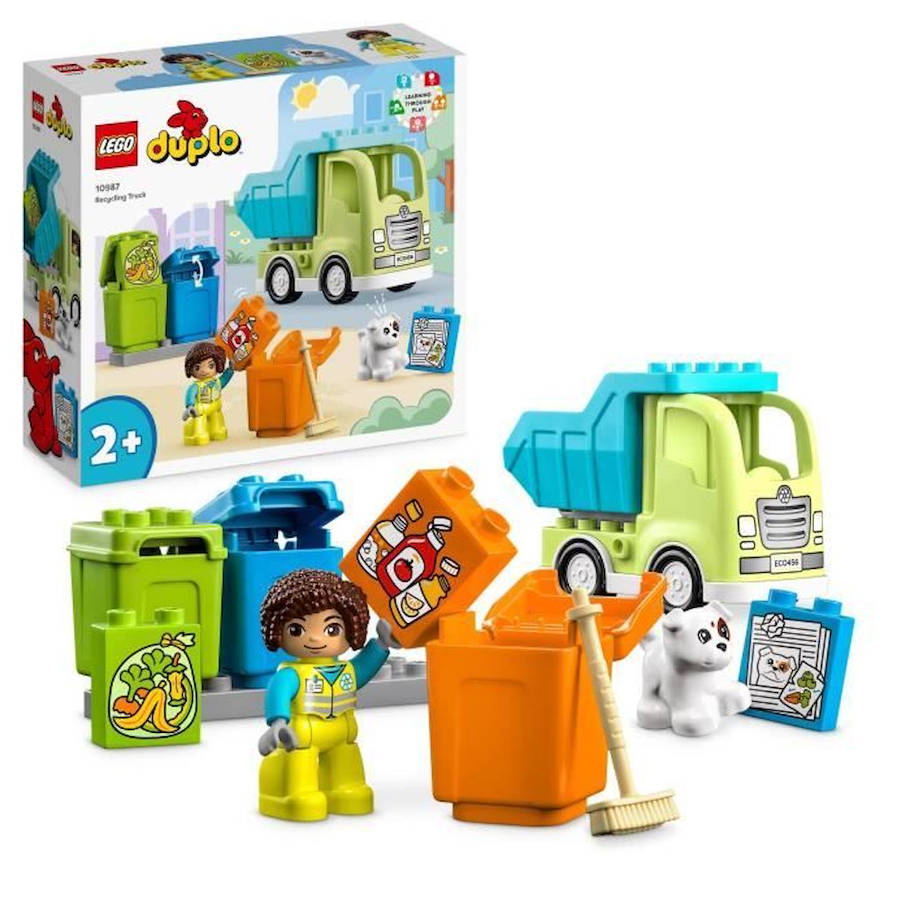 LEGO® DUPLO 10987 Le Camion de Recyclage, Jouets Éducatifs et de Tri de  Couleurs, Enfants 2 Ans vert - Lego