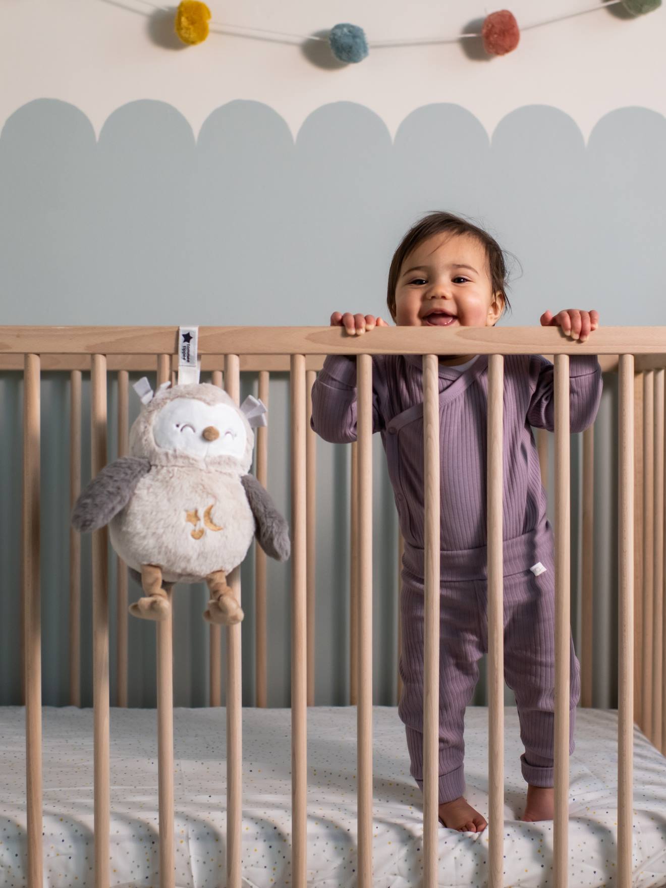 Peluche aide au sommeil lumineuse et sonore Deluxe TOMMEE TIPPEE Ollie la chouette gris