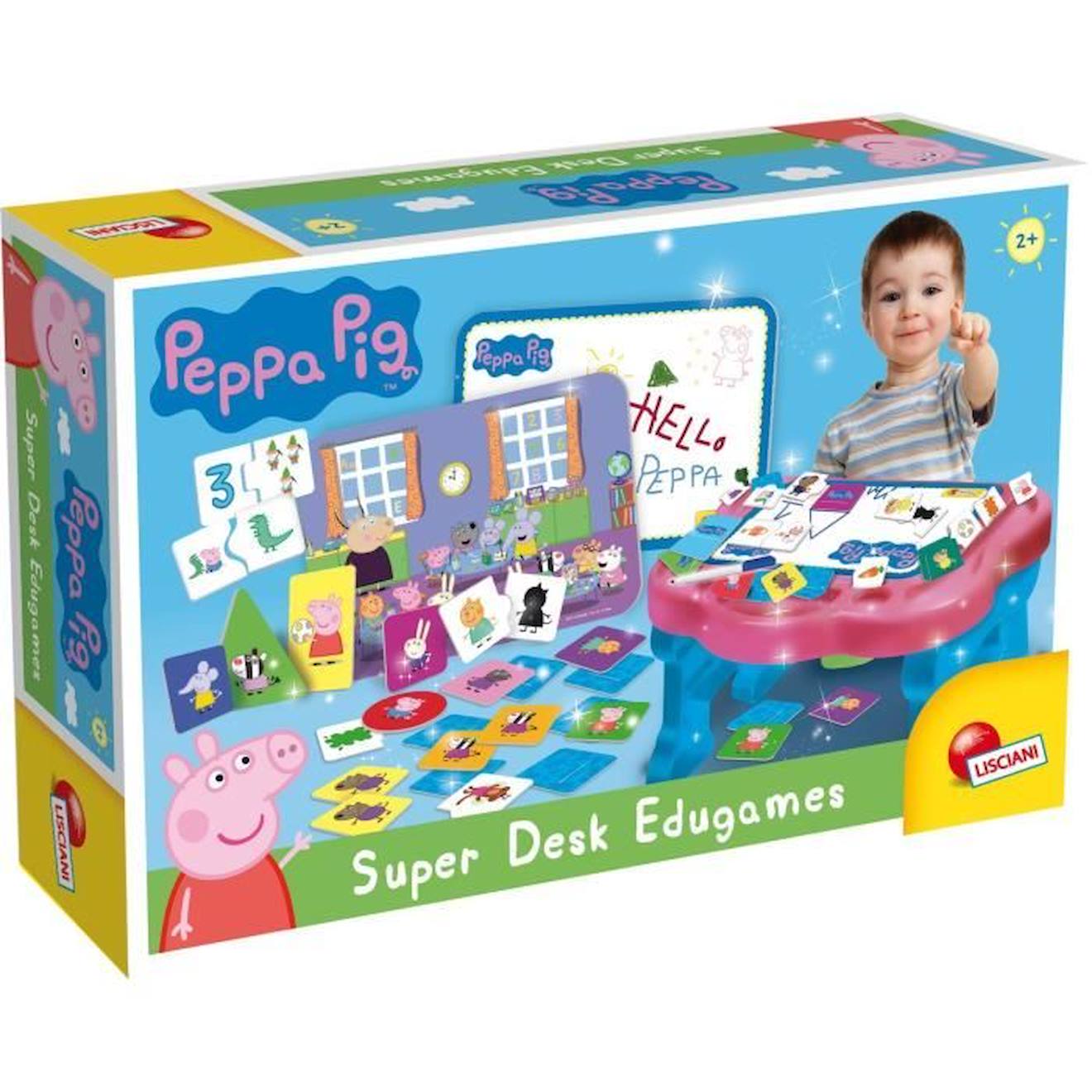 Bureau D'activités Peppa Pig Super Desk - Lisciani Giochi - 10 Jeux Éducatifs Blanc