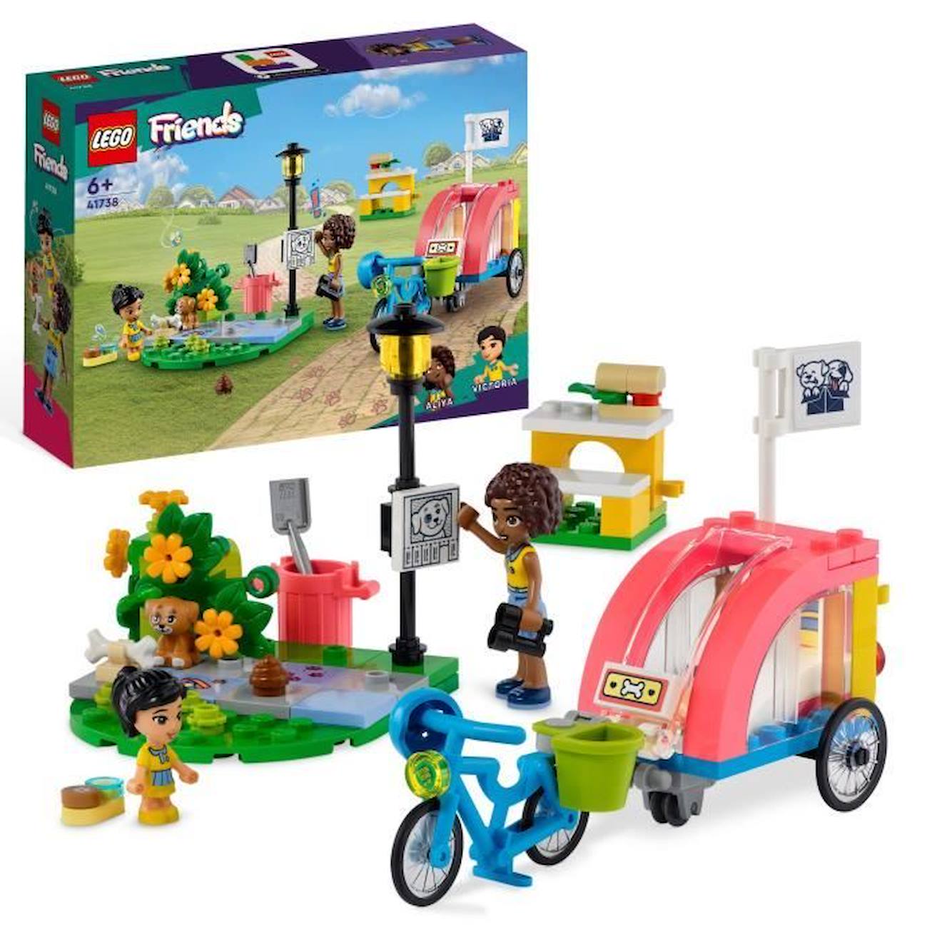 Lego® Friends 41738 Le Vélo De Sauvetage Canin, Jouet Enfants 6 Ans, Avec Figurine De Chiot Blanc