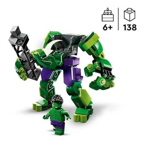 LEGO® Marvel 76241 L’Armure Robot de Hulk, Figurine Avengers, Jouet de Construction, Super-Héros BLANC 3 - vertbaudet enfant 