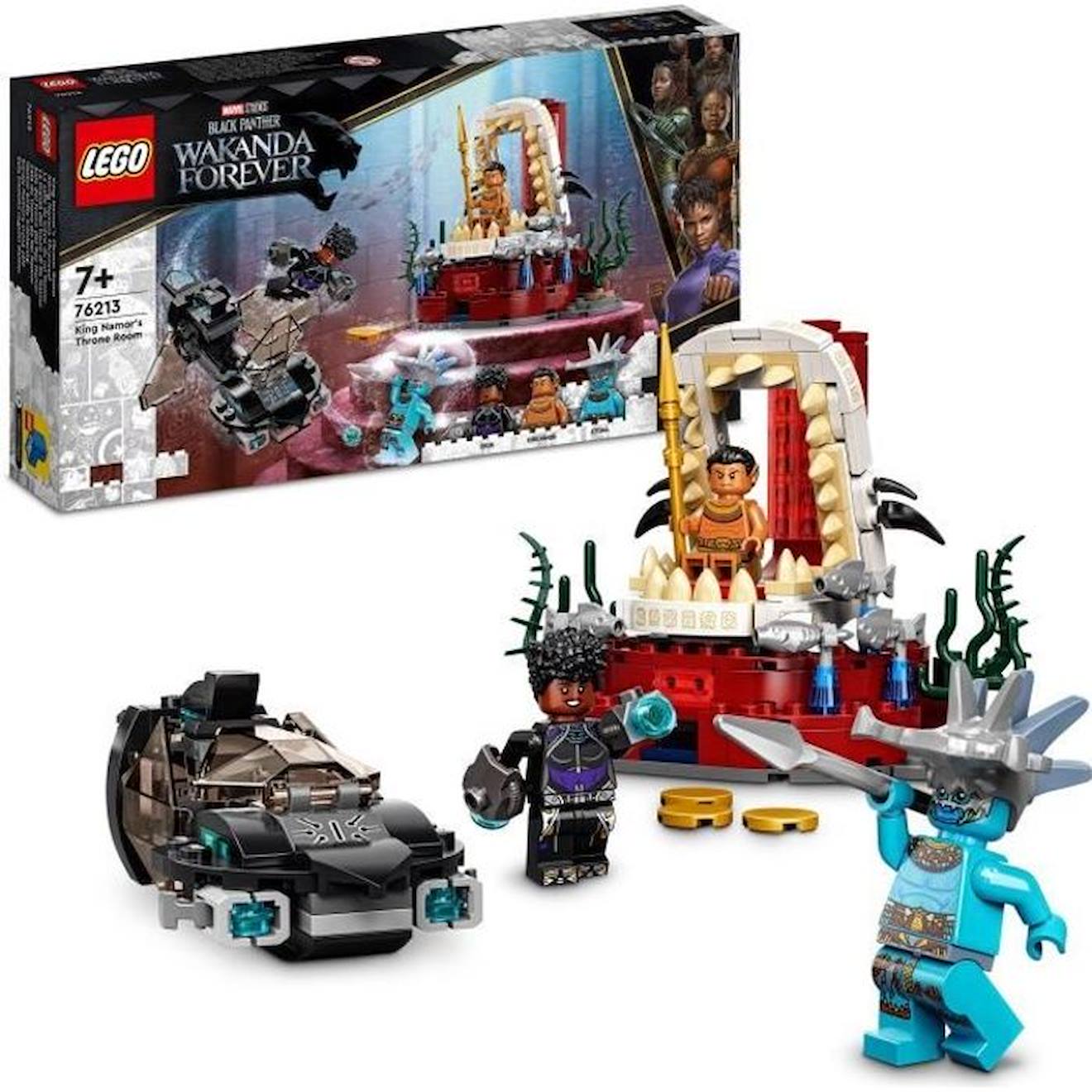 Lego Marvel 76213 La Salle Du Trône Du Roi Namor, Jouet Sous-marin, Figurines Black Panther Bleu